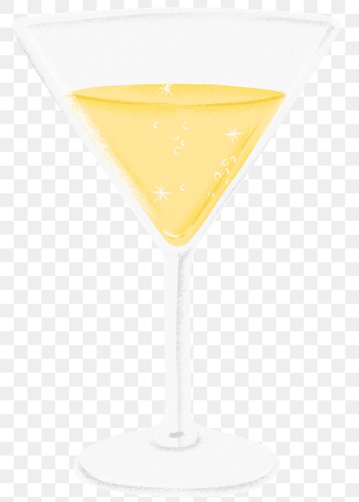 Yellow martini glass png sticker, cocktail drink graphic, transparent background