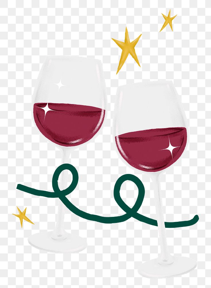 Clinking wine glasses png sticker, celebration drink, transparent background