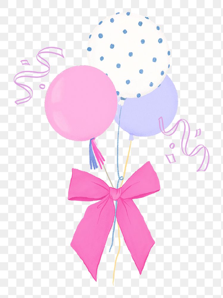 Pink floating balloons png sticker, party decoration, transparent background