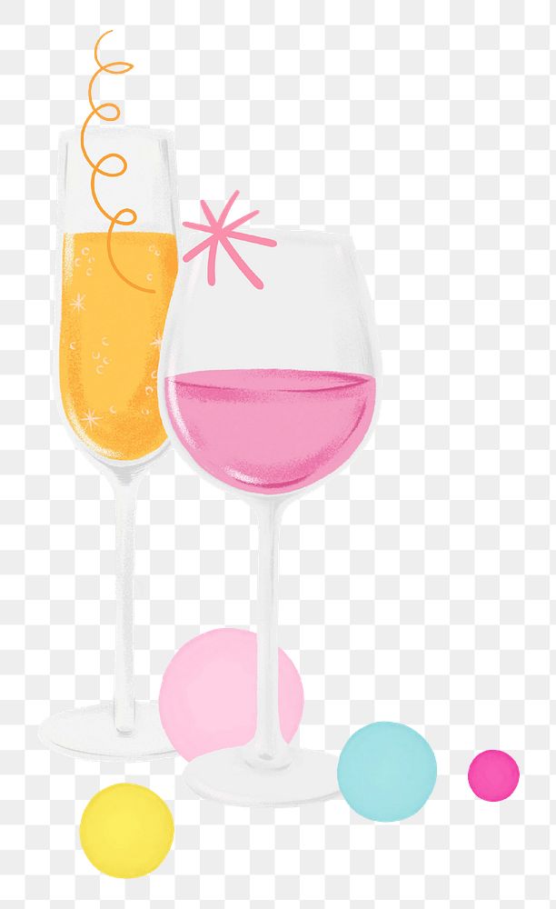 Party alcoholic drinks png sticker, celebration graphic, transparent background