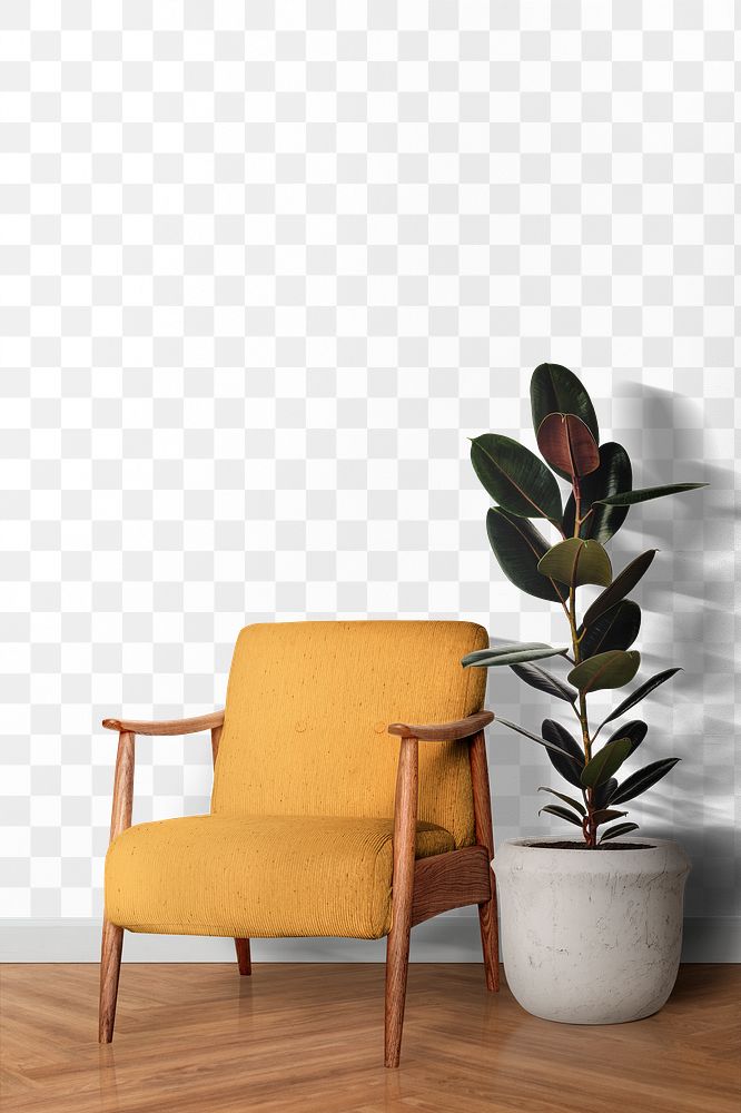 Living room wall png mockup, transparent design