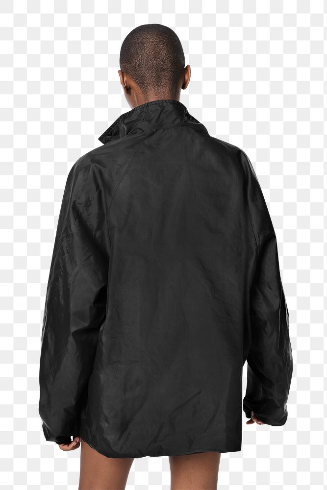 Large black jacket png sticker, design space, transparent background