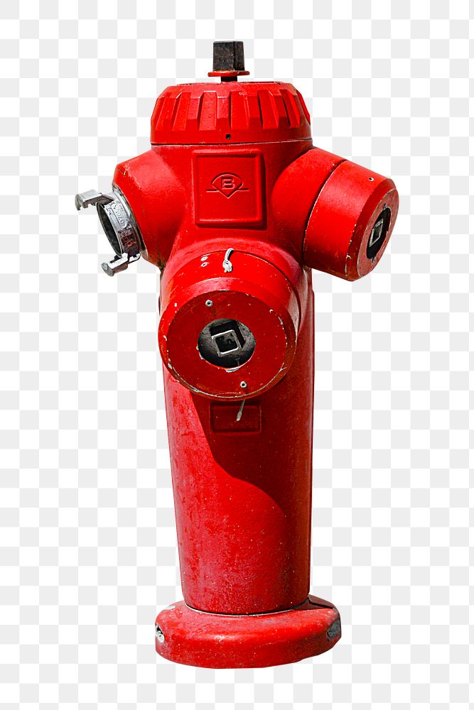 Red fire hydrant png, transparent background