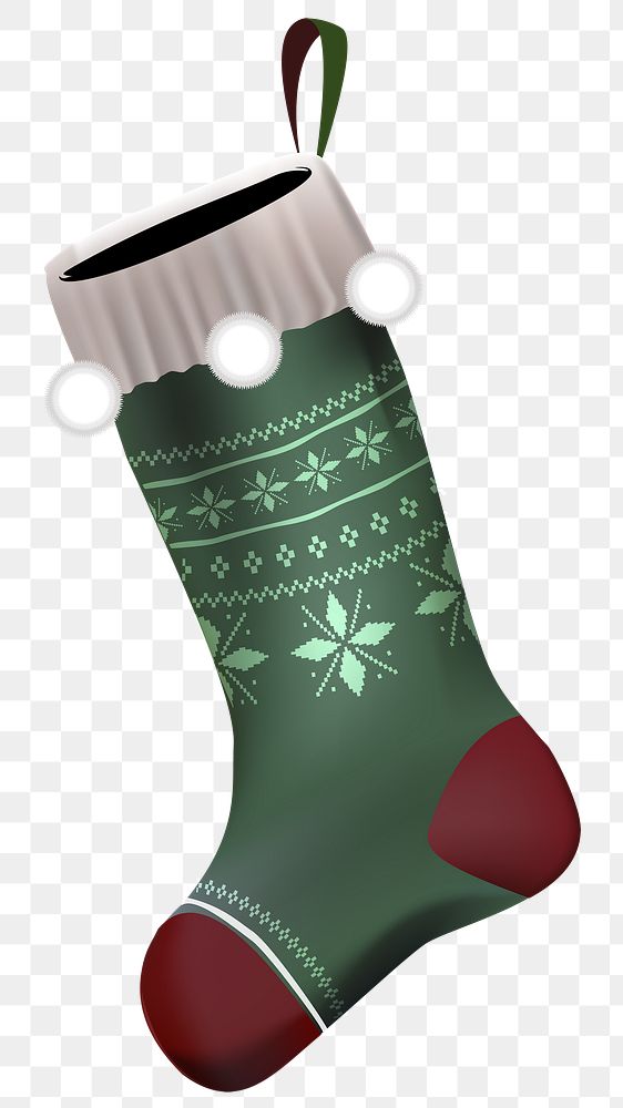 PNG green Christmas stocking sticker, transparent background