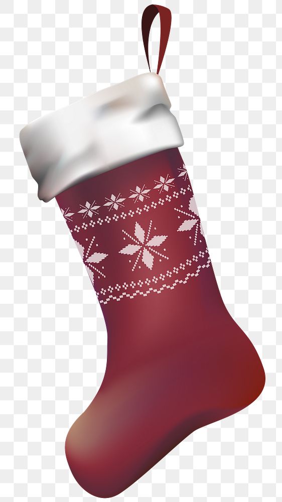 PNG red Christmas stocking sticker, transparent background