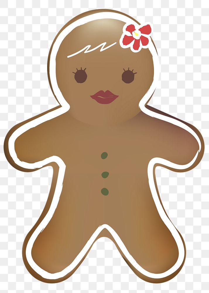 Gingerbread cookie png Christmas sticker, transparent background