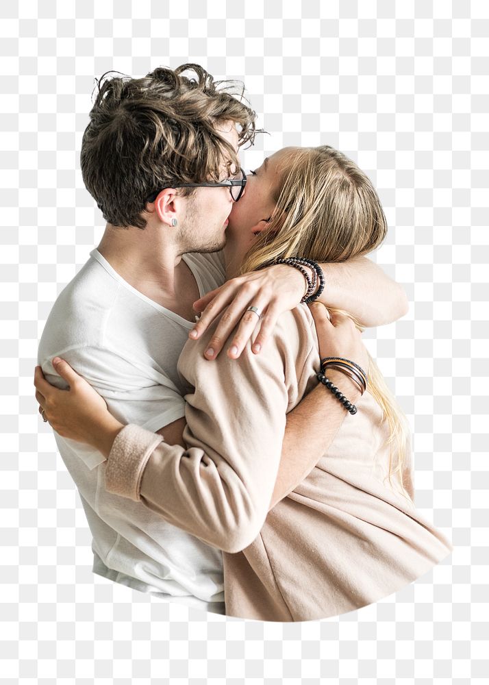 Couple png kissing each other in transparent background