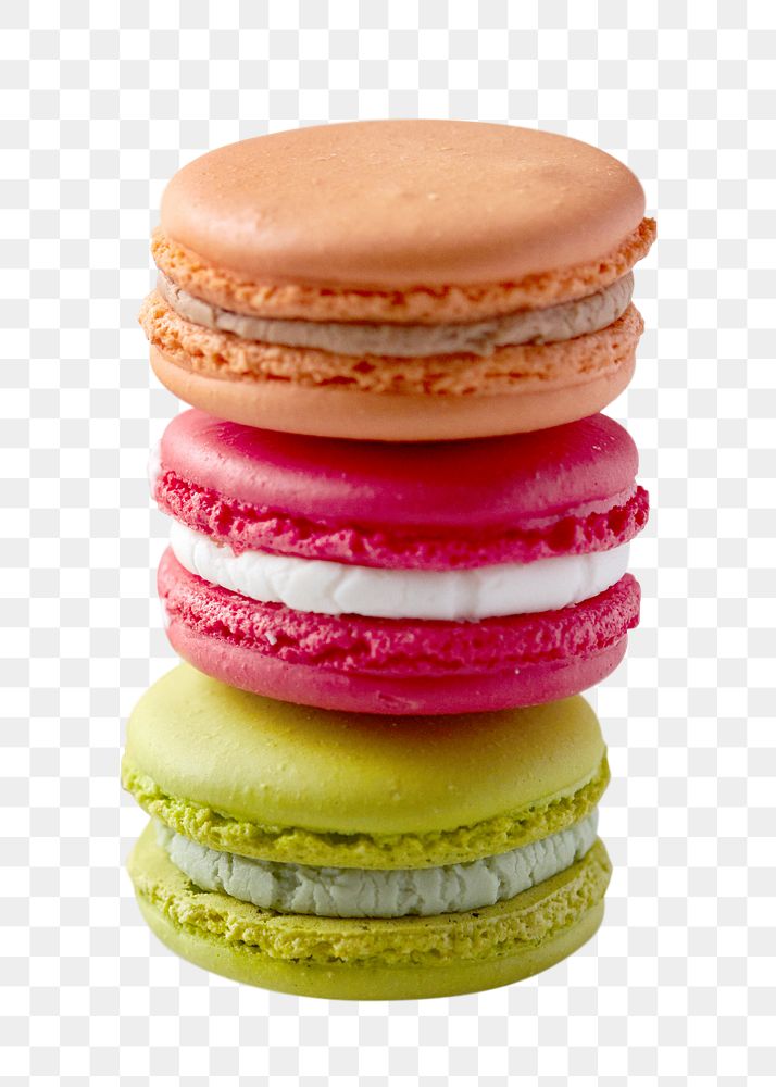 Colorful macaroons dessert png sticker, transparent background