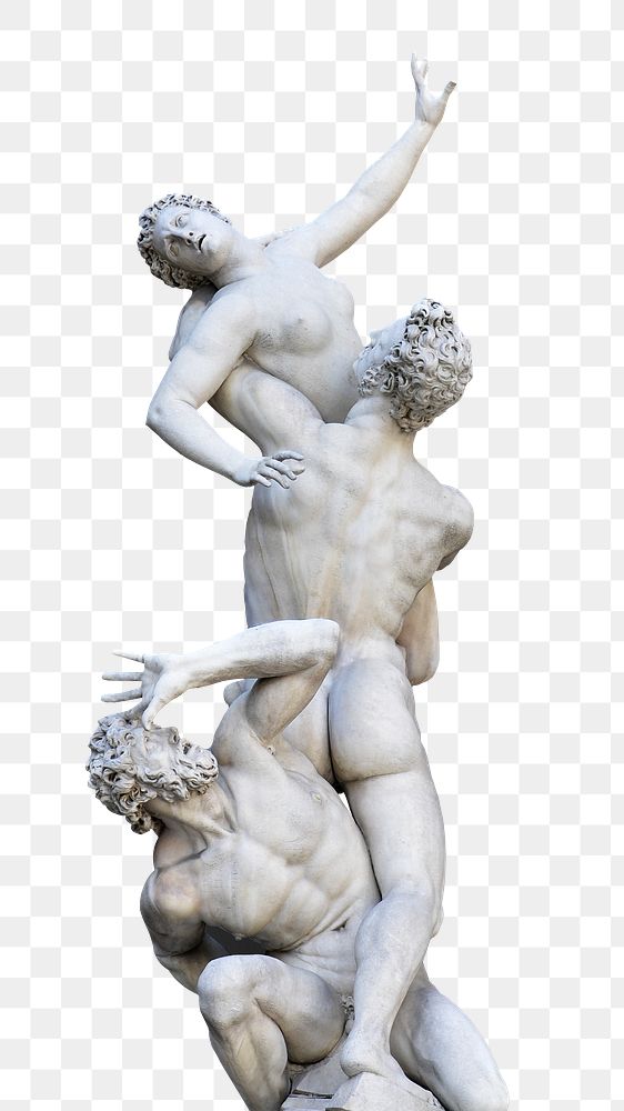 The Rape of the Sabine Women statue png sticker, transparent background