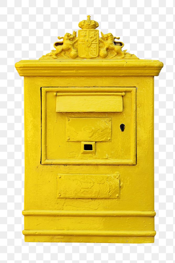 Yellow mailbox png sticker, transparent background