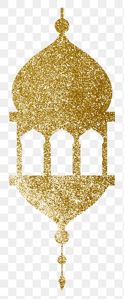Gold Islamic lantern png sticker, transparent background