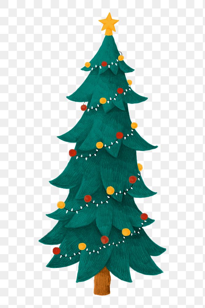 Christmas tree png sticker, festive decoration illustration, transparent background