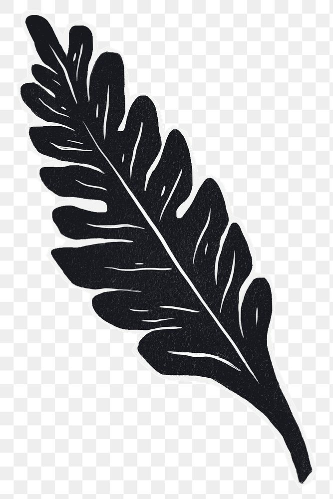 Black leaf png illustration sticker, transparent background