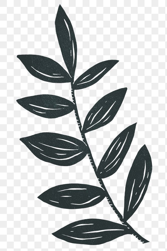 Black leaf png illustration sticker, transparent background