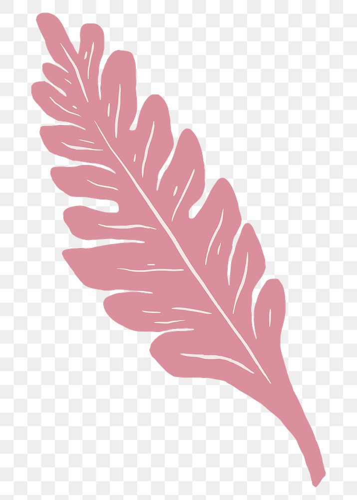 Pink long leaf png illustration sticker, transparent background