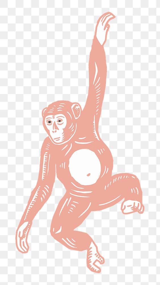 Peach monkey png illustration sticker, animal on transparent background