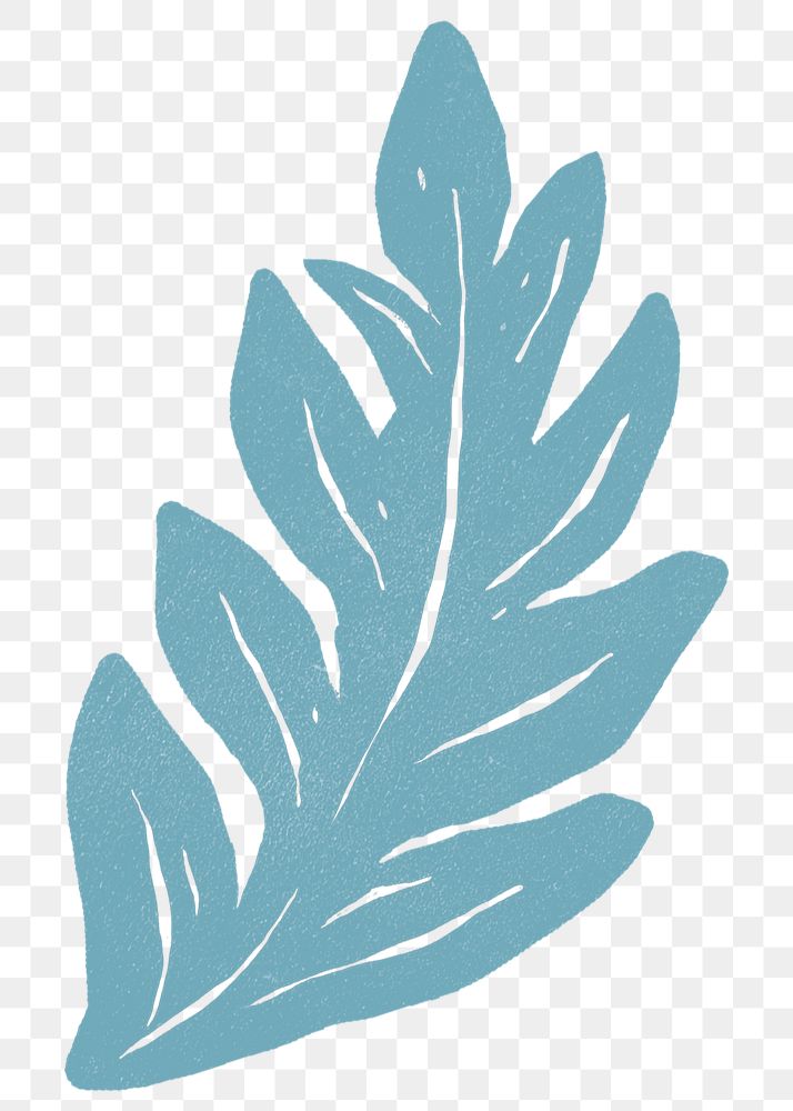 Blue leaf png illustration sticker, transparent background