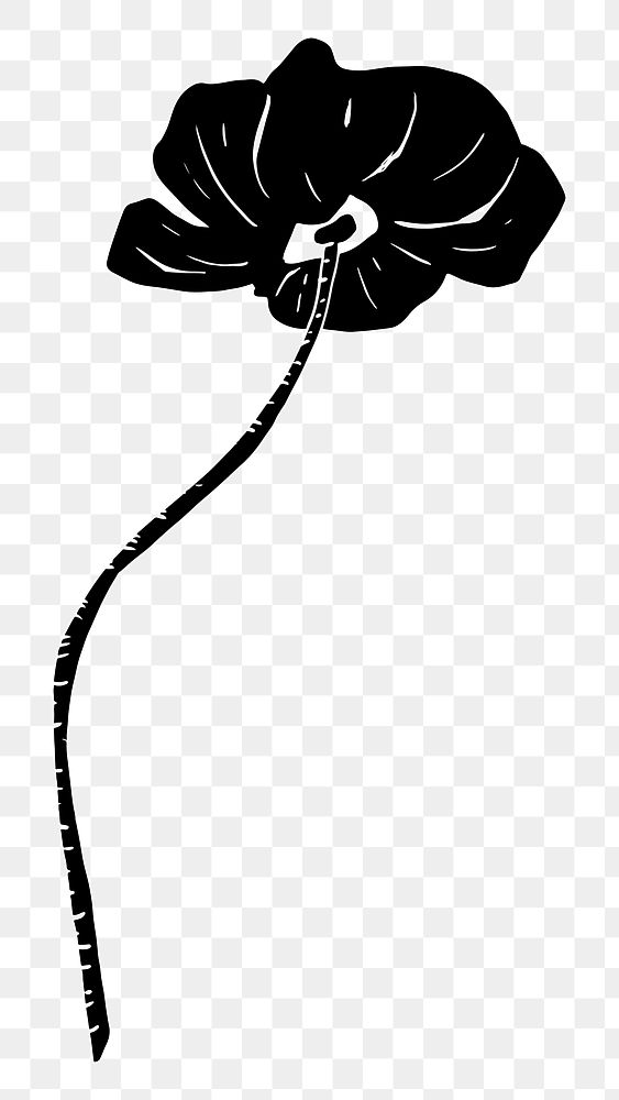 Black flower png sticker, transparent background