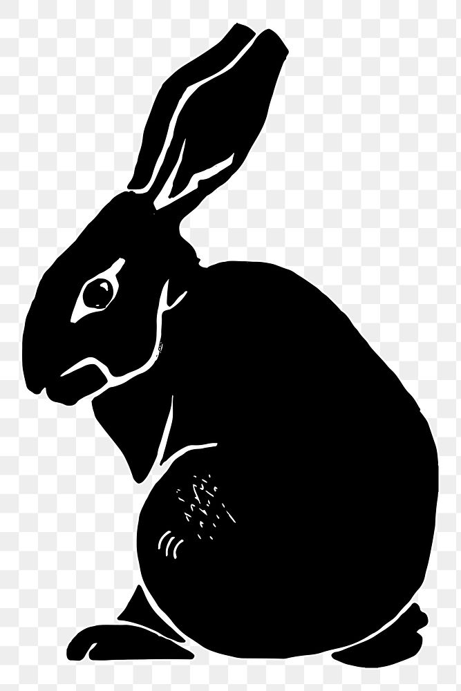 Black bunny png illustration sticker, animal on transparent background