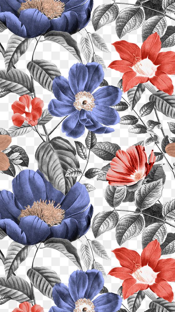 Flower pattern png vintage sticker, painting by Pierre Joseph Redouté on transparent background. Remixed by rawpixel.