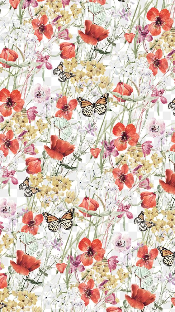 Flower pattern png Spring sticker, painting by Pierre Joseph Redouté on transparent background. Remixed by rawpixel.