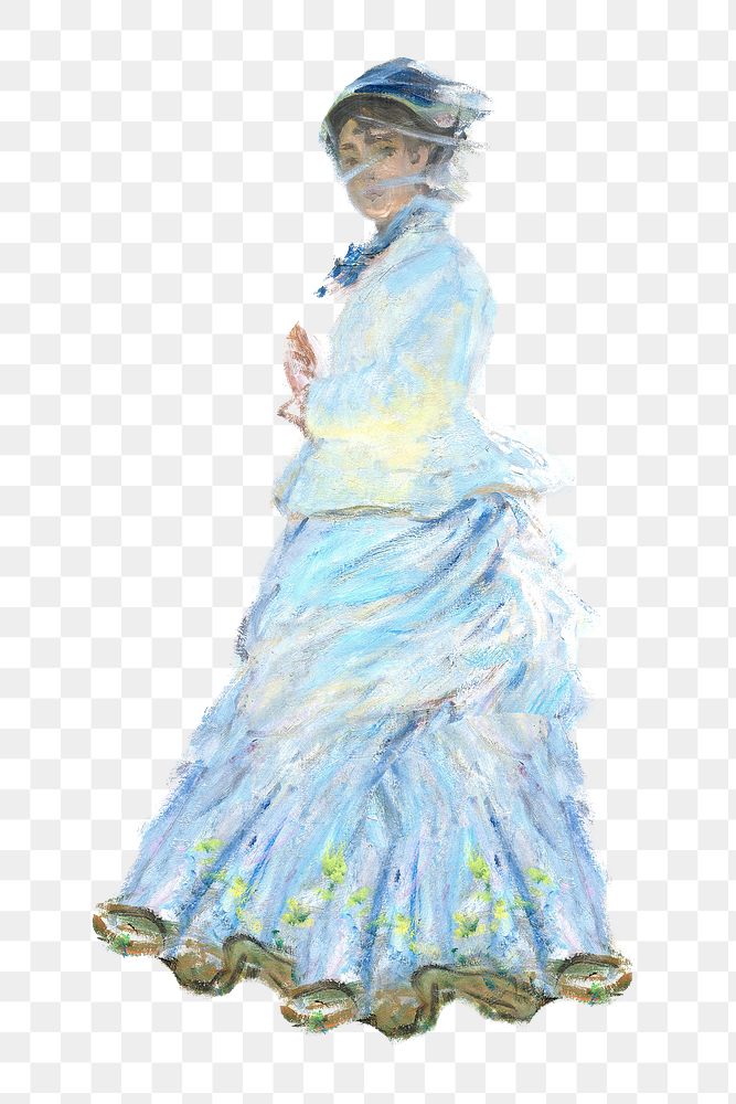 Png Claude Monet's woman sticker, transparent background, remixed by rawpixel