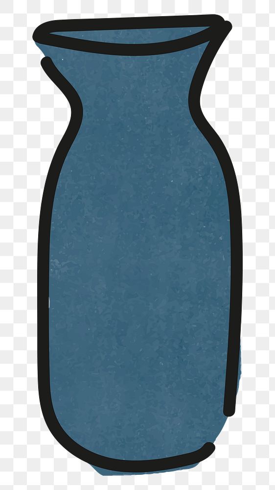 Blue vase png doodle sticker, transparent background