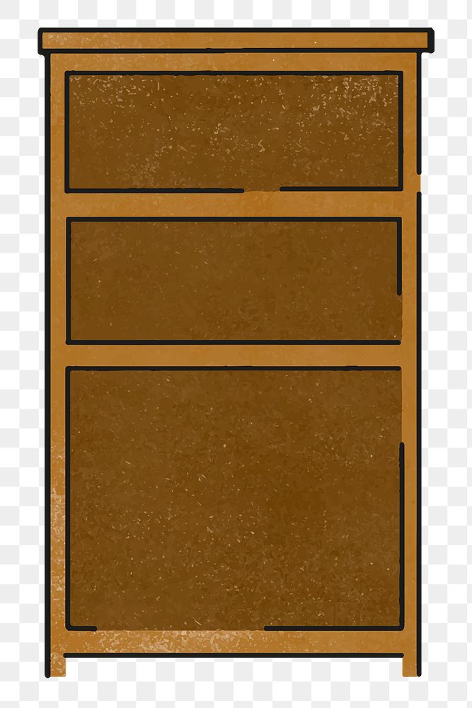 Wooden bookcase png sticker, transparent background