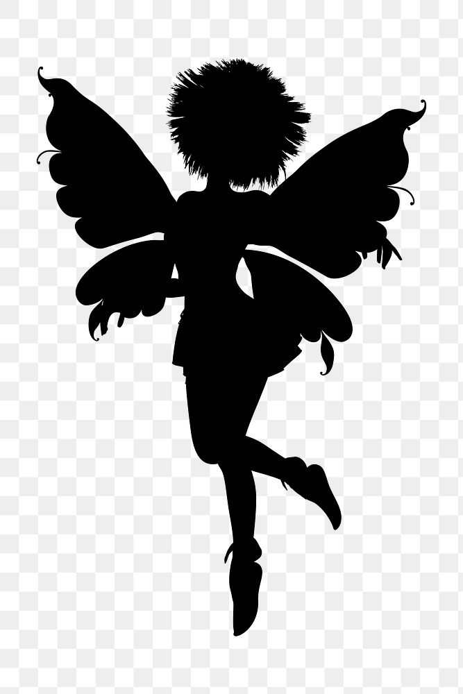 PNG Fairy silhouette clipart, transparent background. Free public domain CC0 image.