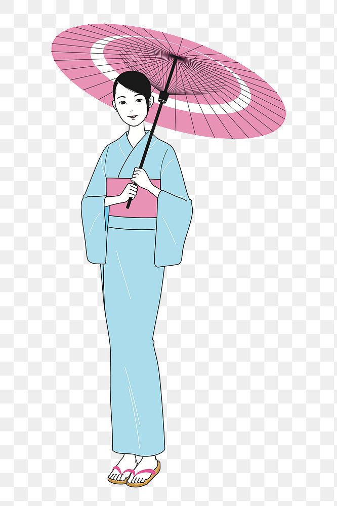 Japanese woman  png clipart illustration, transparent background. Free public domain CC0 image.