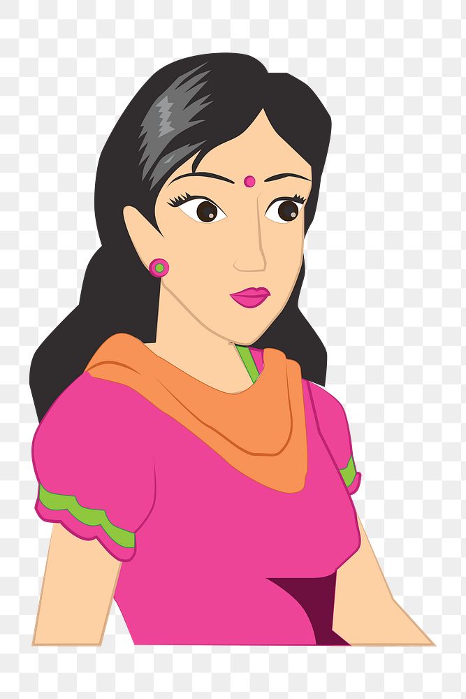 Indian woman png illustration, transparent background. Free public domain CC0 image.