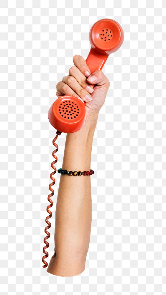 PNG retro red wired landline sticker, transparent background