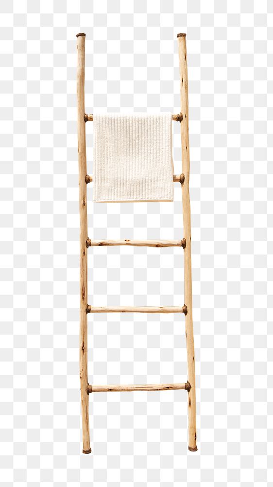 Png towel hanging on ladder sticker, transparent background