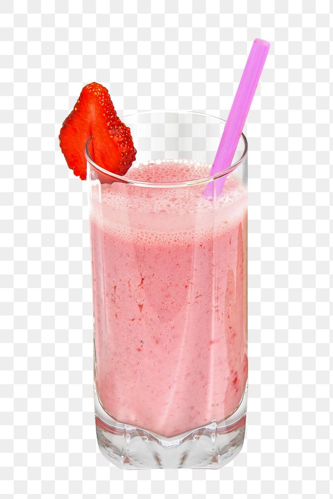 Strawberry smoothie drink png sticker, transparent background