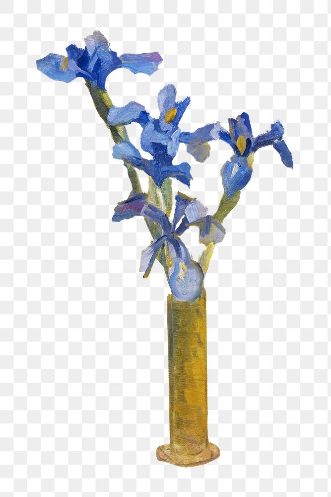 Png Mondrian&rsquo;s Irises sticker, flower illustration, transparent background.   Remixed by rawpixel.