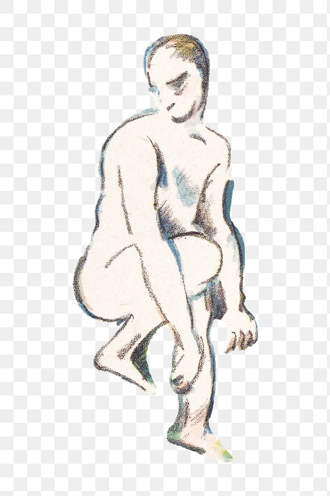 Png Cezanne’s Bathers sticker, post-impressionist portrait painting, transparent background.  Remixed by rawpixel.