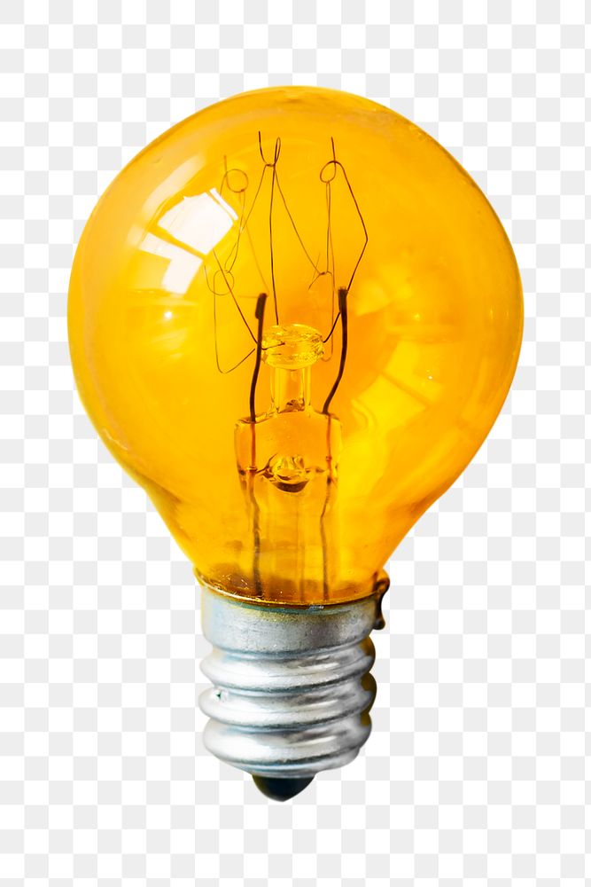 Yellow light bulb png sticker, transparent background