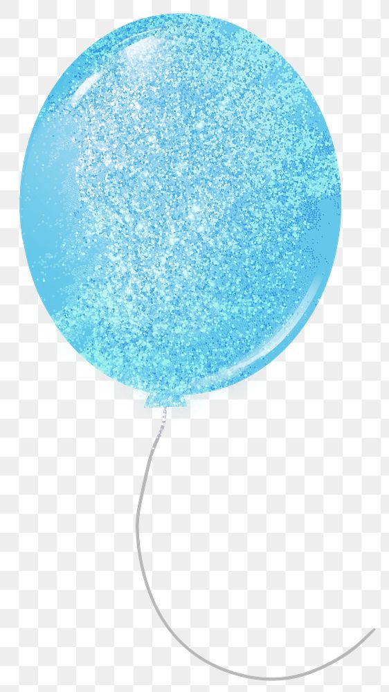 Blue glittery balloon png sticker, transparent background