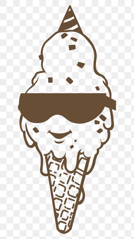 Sunglasses ice-cream cartoon png sticker, transparent background