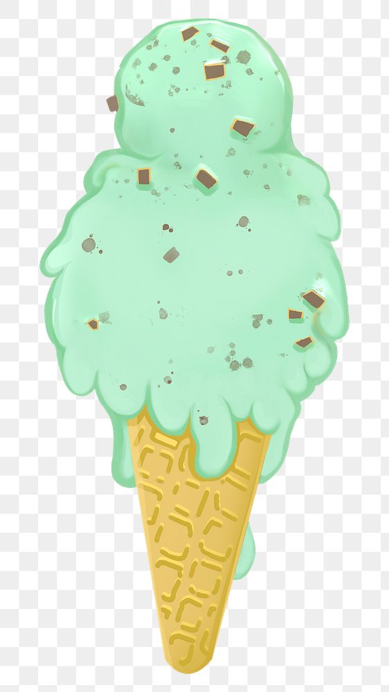 Mint png chocolate chip ice-cream  sticker, transparent background