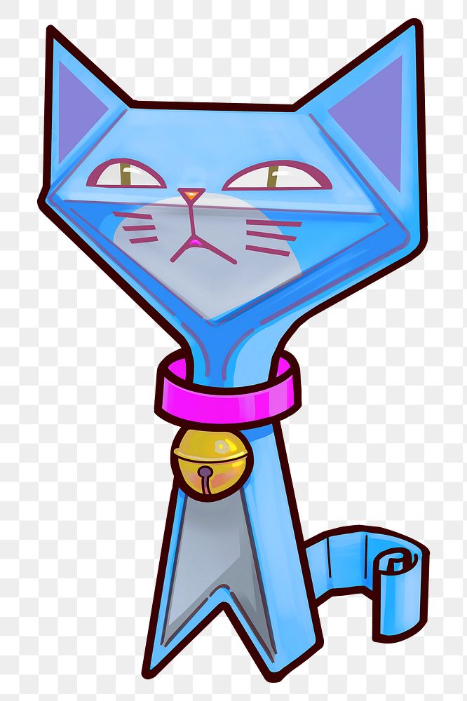 Funky blue cat png sticker, transparent background