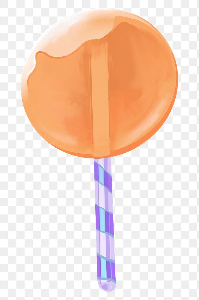 Orange lollipop png sticker, transparent background