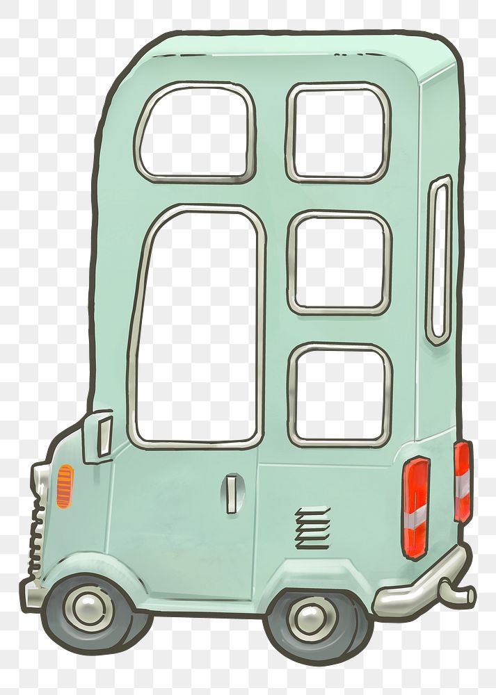 Triple decker bus png sticker, transparent background