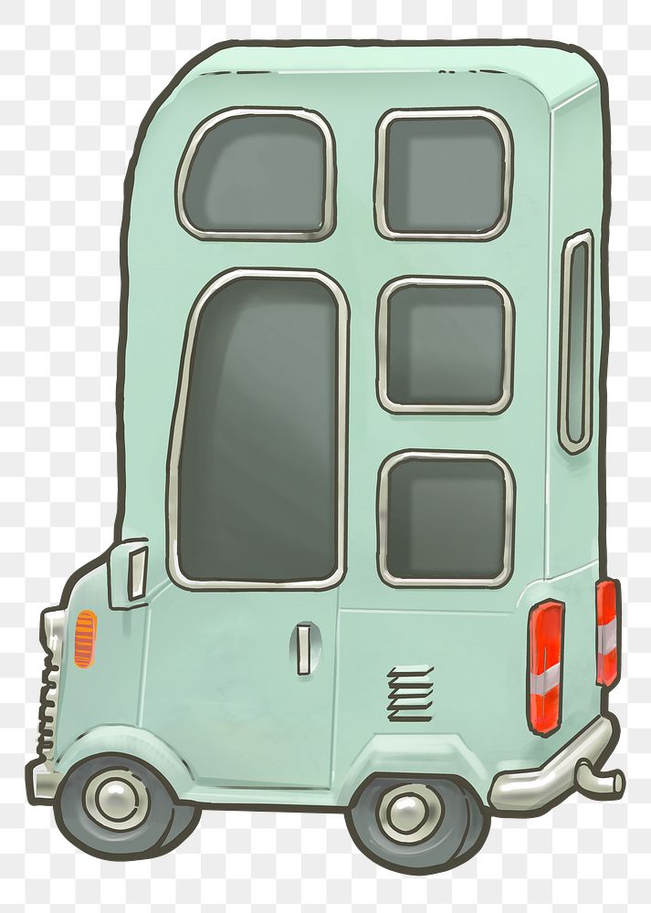 Triple decker bus png sticker, transparent background
