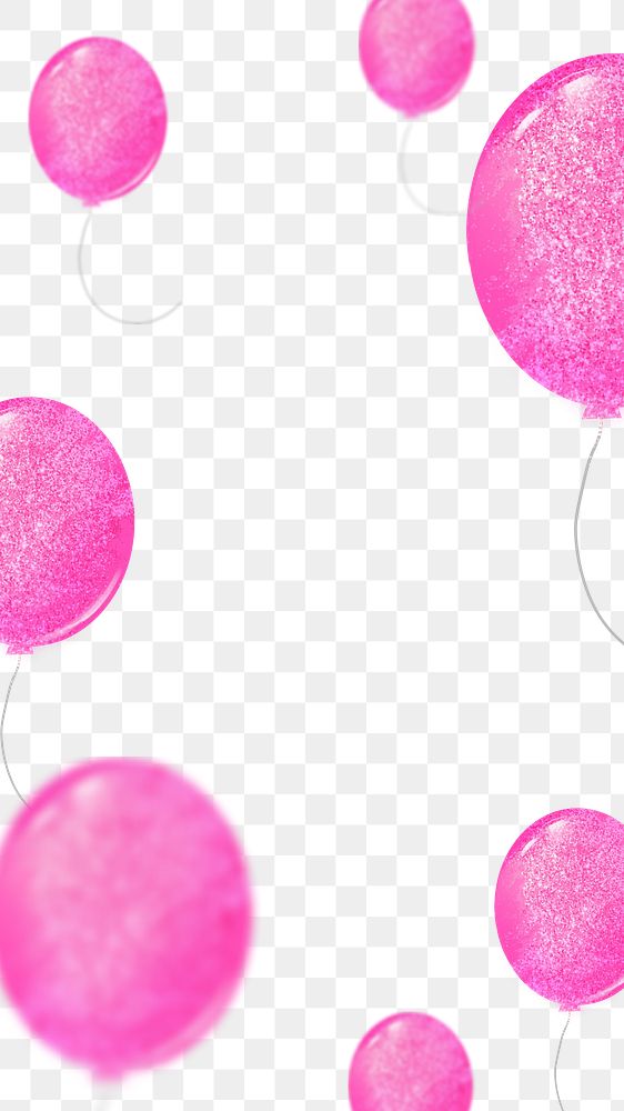 Pink balloons png frame, transparent background