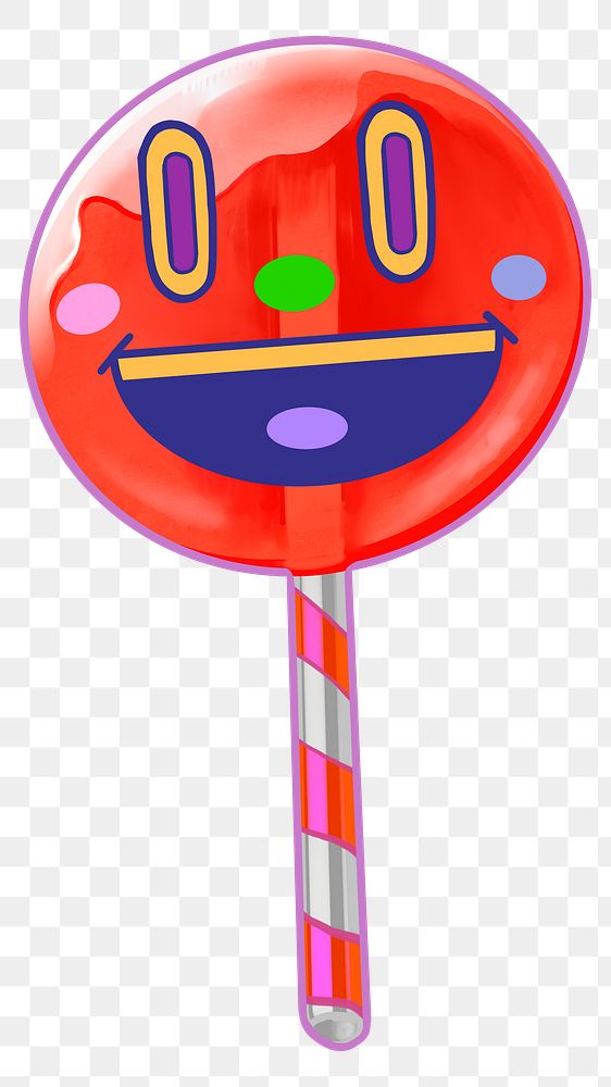 Smiling lollipop cartoon png sticker, transparent background
