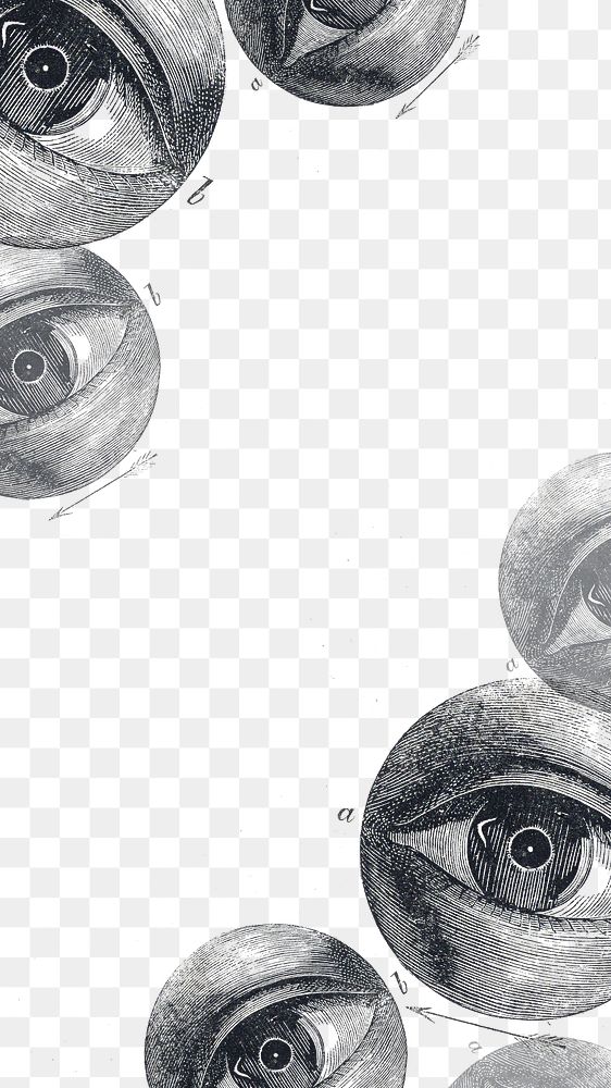 Vintage human eye png border, vintage artwork by Isaac Weissenbruch on transparent background, remixed by rawpixel