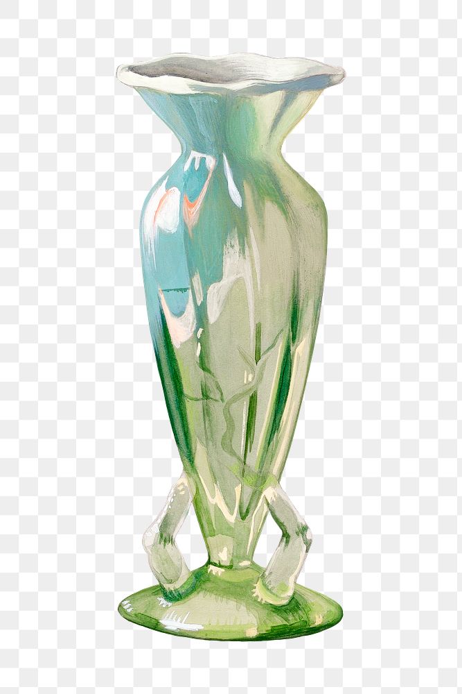 Green vintage vase png sticker, remixed by rawpixel