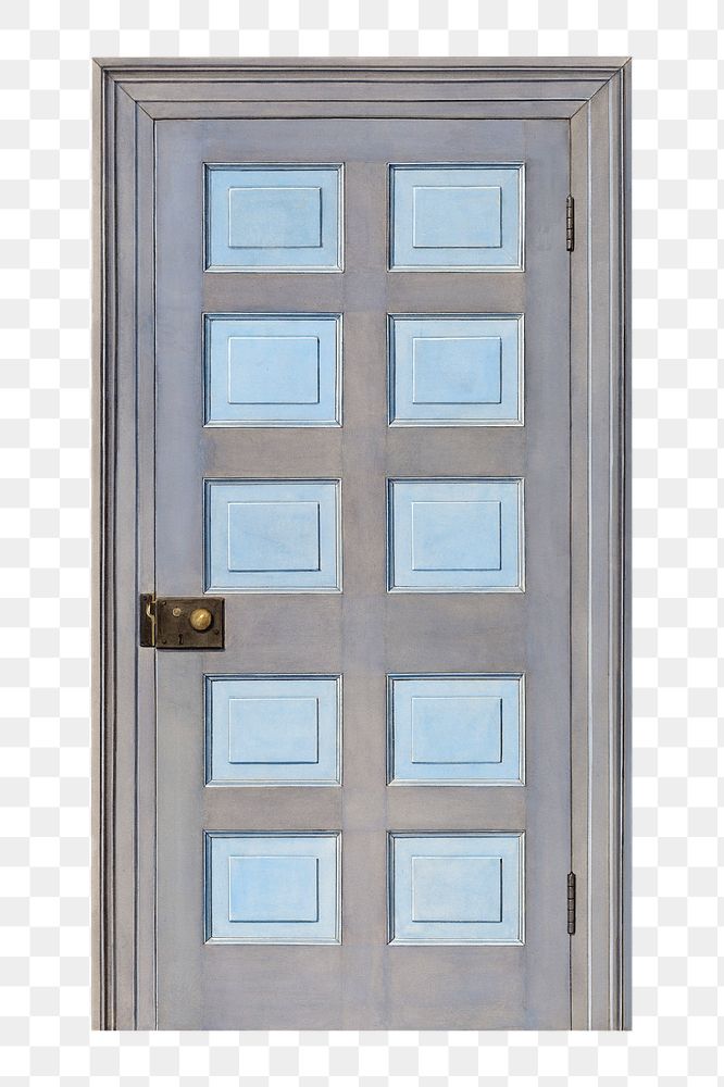 Blue door  png on transparent background, remixed by rawpixel