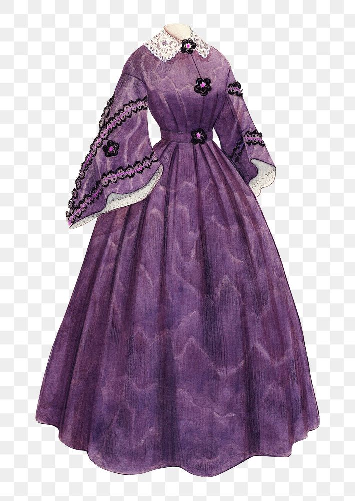 Purple Victorian dress png on transparent background, remixed by rawpixel